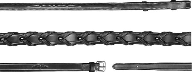 Dyon Hunter Collection Geflochtene Zügel Schwarz 16mm – Bild 1 von 2