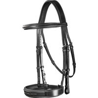 Produktbild von Dyon Hunter Trense aus Leder mit breitem Nasenriemen in Schwarz für Warmblut