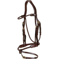 Produktbild von Dyon Leder Trense rund geflochten mit kombiniertem Reithalfter für Ponys in Braun