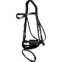 Produktbild von Dyon New English Collection Trense kombiniertes Reithalfter Schwedisch Lack Leder Schwarz für Vollblut