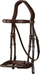 Dyon New English Collection Trense mit Leder Kordelreithalfter für Warmblut in Schwarz oder Braun – Bild 1 von 2