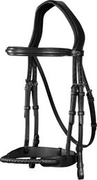 Dyon New English Collection Trense mit Leder Kordelreithalfter Schwarz Größe Cob – Bild 1 von 1