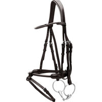 Produktbild von Dyon Round Leather Trense aus Leder in Schwarz für Warmblut Extra