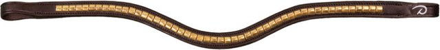 Dyon Stirnriemen Brass Clincher Vförmig geschwungen New English Collection aus Leder in Braun für Warmblut – Bild 1 von 3