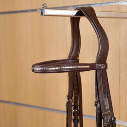 Dyon Stirnriemen New English Collection aus Leder mit silbernen Messingbeschlägen in Braun – Bild 1 von 2