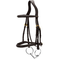 Produktbild von Dyon Trense aus Leder mit geflochtenem Nasenriemen ohne Stirnband für Warmblut Pferde