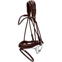 Produktbild von Dyon Trensenzaum aus weichem Leder mit breitem Reithalfter für Warmblut Pferde