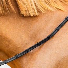 Dyon Working Collection Gummizügel mit Lederschlaufen und Karabiner Schwarz für Vollblut Pferde – Bild 1 von 4