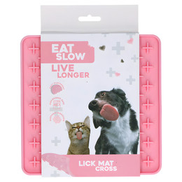 Produktbild von Eat Slow Live Longer Leckmatte mit Kreuzen rosa