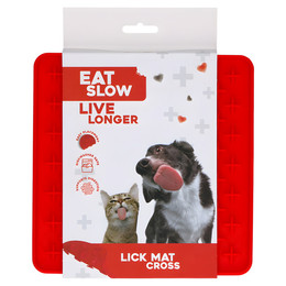 Produktbild von Eat Slow Live Longer Leckmatte mit Kreuzen rot