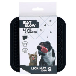 Eat Slow Live Longer Leckmatte mit Noppen und Waben anthrazit Größe L – Bild 1 von 2