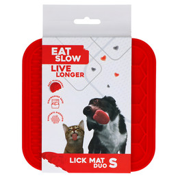 Produktbild von Eat Slow Live Longer Leckmatte mit Noppen und Waben rot Größe L
