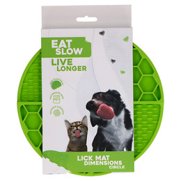 Produktbild von Eat Slow Live Longer runde Leckmatte mit tiefen Fächern grün