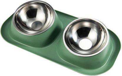 Produktbild von Edelstahl Doppel Katzen-Hundenapf mit rutschfester Basis - 1 Stk.