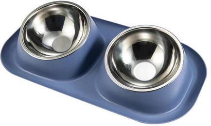 Produktbild von Edelstahl Doppel Katzen-Hundenapf mit rutschfester Basis - 1 Stk.