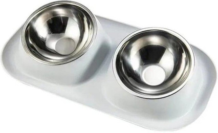 Produktbild von Edelstahl Doppel Katzen-Hundenapf mit rutschfester Basis - 1 Stk.