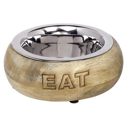 Produktbild von Edelstahlnapf mit Holzständer für Hunde Nobby Pet Eat - 0,8 l