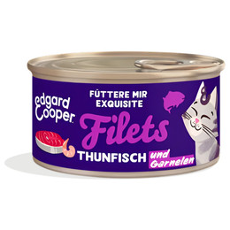 Produktbild von Edgard & Cooper Katzen Nassfutter Filets Frischer Wildfang-Thunfisch und Garnele - 24 x 70 g