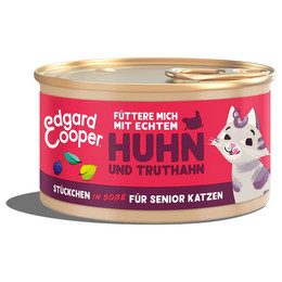 Produktbild von Edgard & Cooper Katzen Nassfutter Senior Freilauftruthahn und Freilaufhuhn - 18 x 85 g