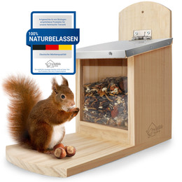 Produktbild von Eichhörnchen Futterhaus mit Metalldach