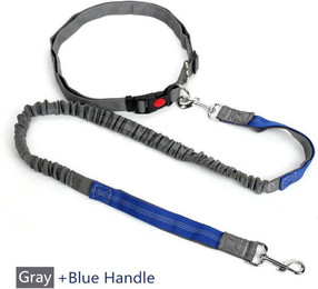Produktbild von Einziehbare Hundeleine mit verstellbarem Taillenseil, freihändiges Laufen, Joggen, Radfahren, große Hunde, Haustier-Elastizitätsleine, Heimtierbedarf blau