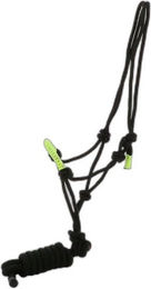 EKKIA Knotenhalfter Ethologische Fun Colour Kordelhalfter mit Strick Pony schwarz Neongrün – Bild 1 von 2