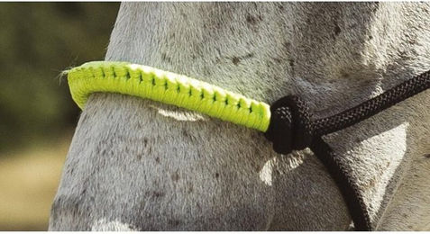 Ekkia Knotenhalfter Ethologische Fun Colour mit Strick Warmblut schwarz/neongrün – Bild 1 von 2