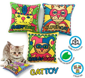 Produktbild von ELANOX Raschelkissen Katzenspielzeug mit Katzenminze 3er Set