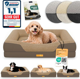 ELONEO Hundebett ELONEO - Orthopädisches Premium Hundebett, gelenkschonend, waschbar, Aus kuscheligem Sherpa-Fleece und strapazierfähigem Sofastoff – Bild 1 von 9