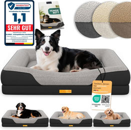 ELONEO Hundebett ELONEO - Orthopädisches Premium Hundebett, gelenkschonend, waschbar, Aus kuscheligem Sherpa-Fleece und strapazierfähigem Sofastoff – Bild 1 von 5