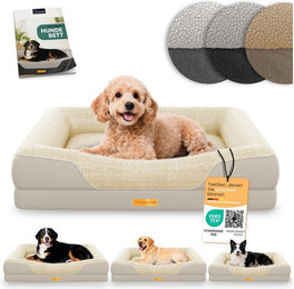 ELONEO Hundebett ELONEO - Orthopädisches Premium Hundebett, gelenkschonend, waschbar, Aus kuscheligem Sherpa-Fleece und strapazierfähigem Sofastoff – Bild 1 von 5