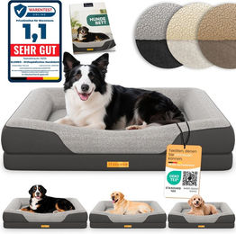 ELONEO Hundebett ELONEO - Orthopädisches Premium Hundebett, gelenkschonend, waschbar, Aus kuscheligem Sherpa-Fleece und strapazierfähigem Sofastoff – Bild 1 von 9
