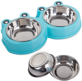 Produktbild von emeco Doppelnapf aus Metall für Hund und Katze