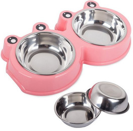Produktbild von emeco Doppelnapf Futternapf aus Metall für Hund und Katze - 0,175 l