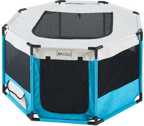 Produktbild von en.casa Freigehege, »Nærøysund« Haustier-Laufstall Blau/Beige 112x112x62 cm