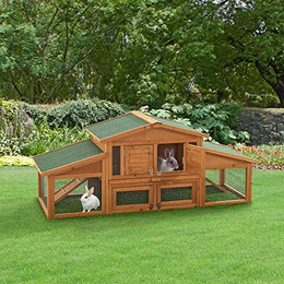 Produktbild von en.casa Kaninchenstall Schmitten zweistöckig aus Tannenholz