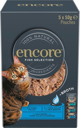 Produktbild von Encore Cat Pouch in Brühe Fisch-Auswahl - 20 x 50 g