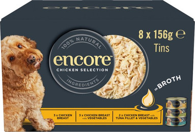 Produktbild von Encore Dose Mix in Brühe 8 x 156 g - Hühnchen-Auswahl (3 Sorten)
