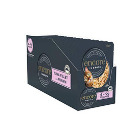 Produktbild von Encore Premium Nassfutter für Katzen Thunfischfilet mit Garnele - 16 x 70 g