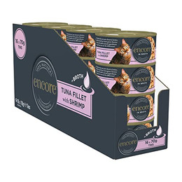 Produktbild von Encore Premium Nassfutter für Katzen Thunfischfilet mit Shrimps - 16 x 70 g