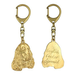 English Cocker Spaniel Schlüsselanhänger vergoldet mit Geschenkbox – Bild 1 von 7