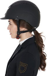 Produktbild von Equestro Galaxy Reithelm mit kleinem Visier und Strasssteinen