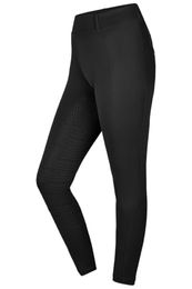 Equinate Damen Reitleggings Myla Vollbesatz mit Handytasche und Gürtelschlaufen 46 Schwarz – Bild 1 von 6