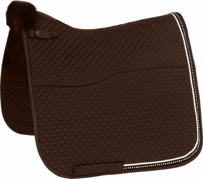 Produktbild von Equinate Lammfell Schabracke Star mit Strasssteinen Warmblut Dressur Braun