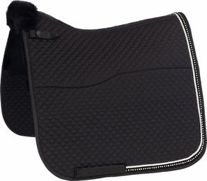 Produktbild von Equinate Lammfell Schabracke Star mit Strasssteinen Warmblut Dressur Schwarz