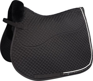 Equinate Lammfell Schabracke Star mit Strasssteinen Warmblut Vielseitigkeit Schwarz – Bild 1 von 3