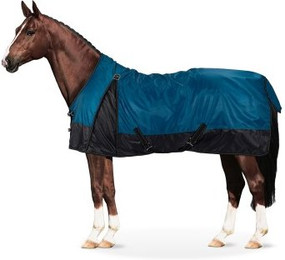 Produktbild von Equinate Regendecke Diamond mit erweiterter Schulterfreiheit und Fleeceinnenfutter petrol 1,45 m