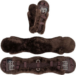 Produktbild von Equinate Sattelgurt Luke mit echtem Lammfell anatomischer Kurzgurt - 50 cm