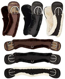 Produktbild von Equinate Western Mondgurt anatomisch mit synthetischem Lammfell 75 cm Schwarz - 75 cm