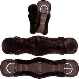 Produktbild von Equinate Westerngurt Classical anatomisch mit synthetischem Lammfell 65cm - 26" Braun